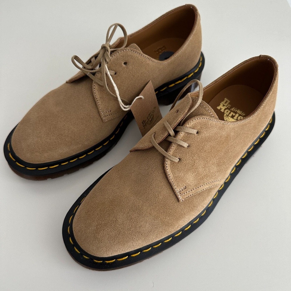 NEW Dr Martens Oxford Mens UK Doc Suede Leather Beige 1461 C.F. Steads England - Picture 6 of 13